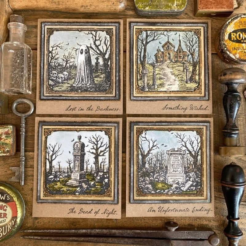 Tim Holtz Cling Stamps Framed Frights - CMS494
