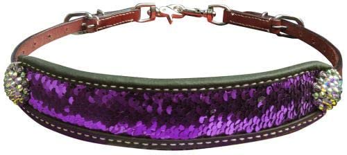 Showman Leather Wither Strap w/Purple & Silver Sequins