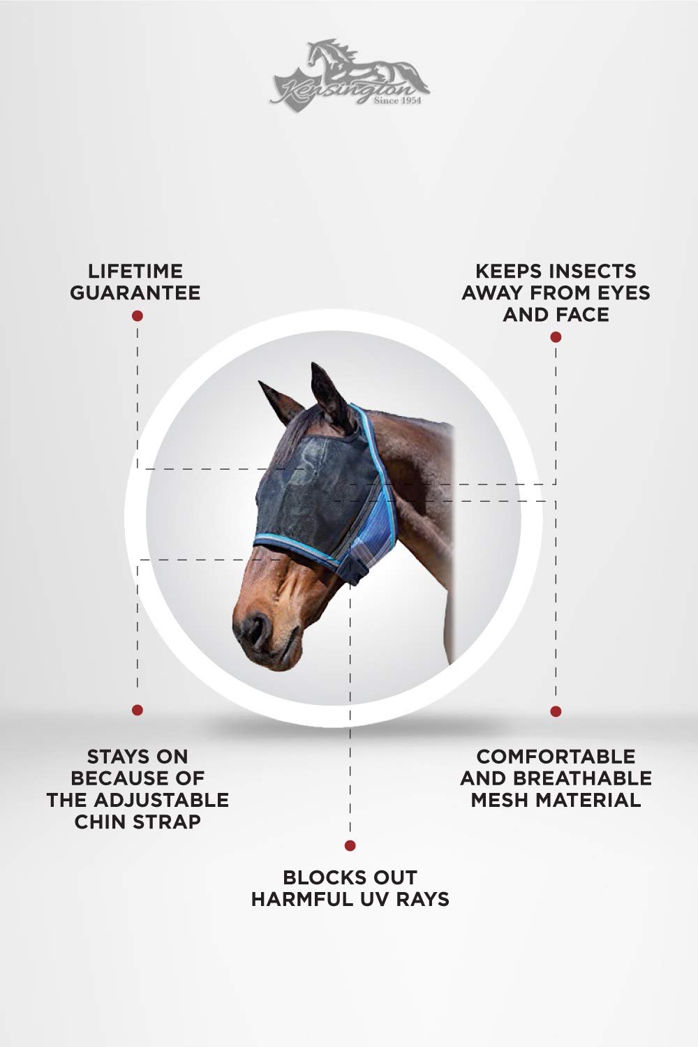 Kensington UViator CatchMask Horse Fly Mask with Web Trim UV Eye Protection Mask for Horse - XL, Kentucky Blue