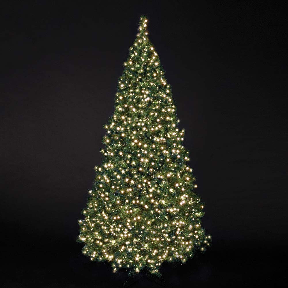 Roman 42-Foot USB LED 500L Warm White Christmas Light Set – Green Cord with 10-Function Controller & Off Timer – Energy-Efficient Holiday Lights for Indoor/Outdoor Use