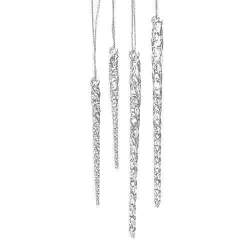 Kurt Adler 3-1/2-Inch-5-1/2-Inch Clear Glass Icicle Ornament Set of 24 Pieces (1)
