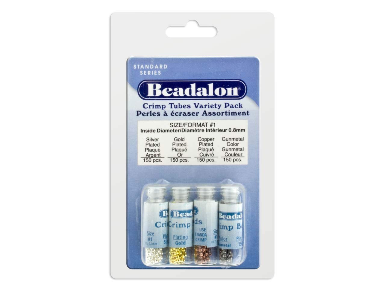 Crimp Beads Variety Pack Size 1 600/Pkg-Silver-, Gold-, Copper- & Black-Plated