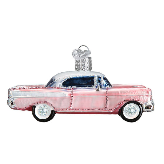Old World Christmas Glass Blown Ornament Classic Car (46023) , Pink