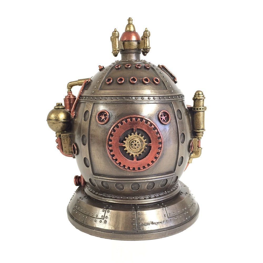Veronese Design 6 1/8 Steampunk Time Machine Clock Secret Vault Stash Statue