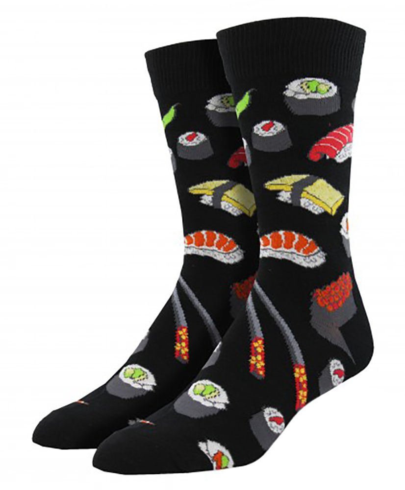 Socksmith Men's Novelty Crew Socks Sushi-Black ,Large