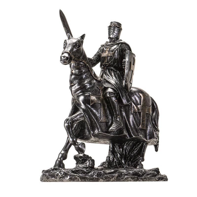 Pacific Giftware Medieval Knight on Horseback with Sword and Shield Figurine Detailed Decor Piece Medieval Armor and Cross Emblems Gifts and Tabletop or Office Desk for Home 8 Inches