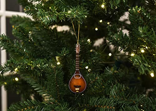 Broadway Gifts Co Golden String Mandolin 5 inch Wood Hanging Ornament