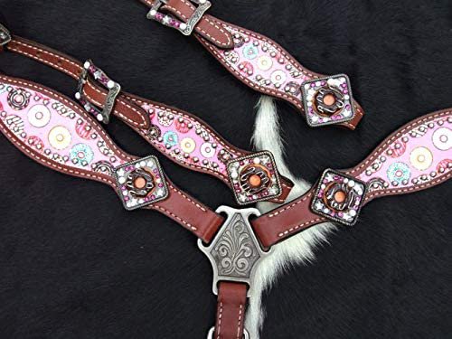 Showman Pony Donut Print Leather Headstall & Breast Collar Set