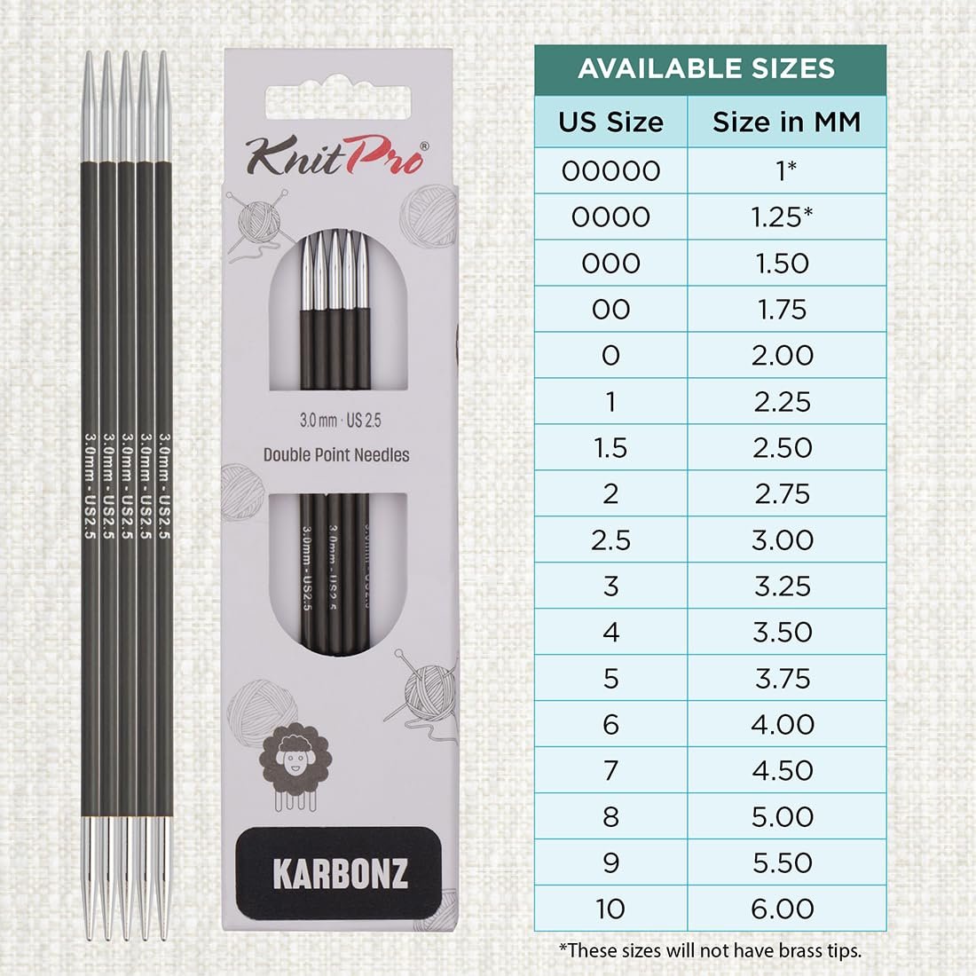 KnitPro Karbonz Double Pointed Needles 8" (20cm)