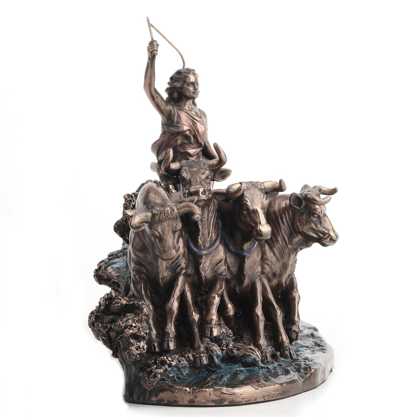 Veronese Design 7 1/2 Inch Gefjon Norse Goddess of Polowing Cold Cast Resin Bronze Finish Sculpture