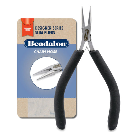 Beadalon Designer Series Slim Pliers - Jewelry Making Supplies & Tools - Precision Jewelry Pliers Set with Cushion Handles, Wire Cutter, Chain Nose, Round Nose, Bent Chain Nose