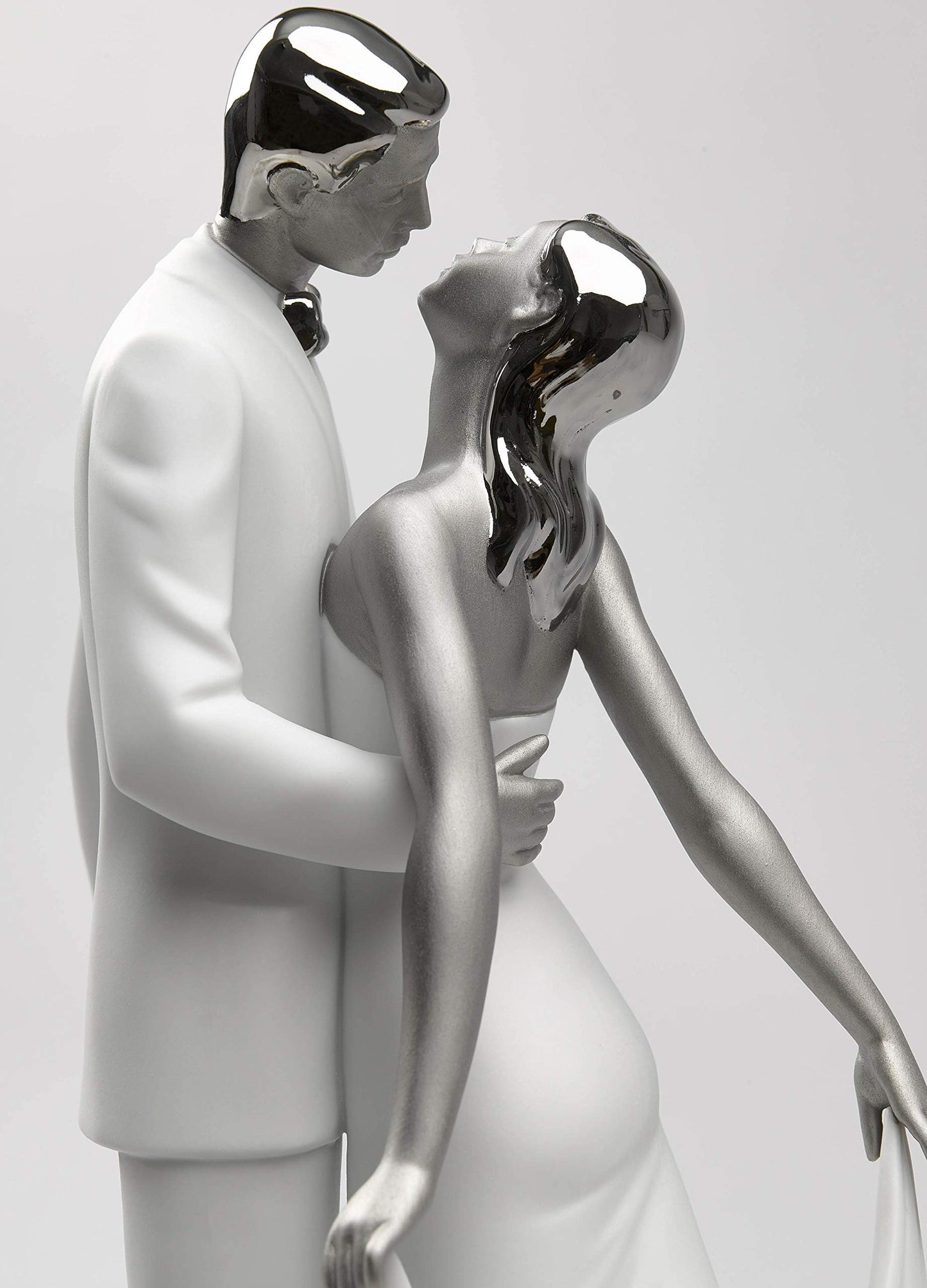 LLADRÓ Happy Anniversary Couple Figurine. Silver Lustre. Porcelain Anniversary Figure.