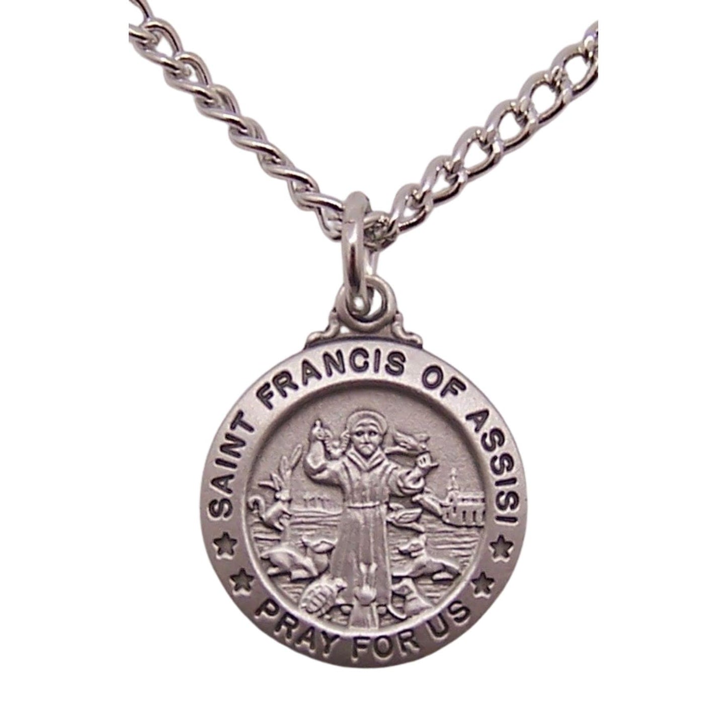 McVan St. Francis of Asssisi Pewter Medal Pendant with Prayer Card 3/4"