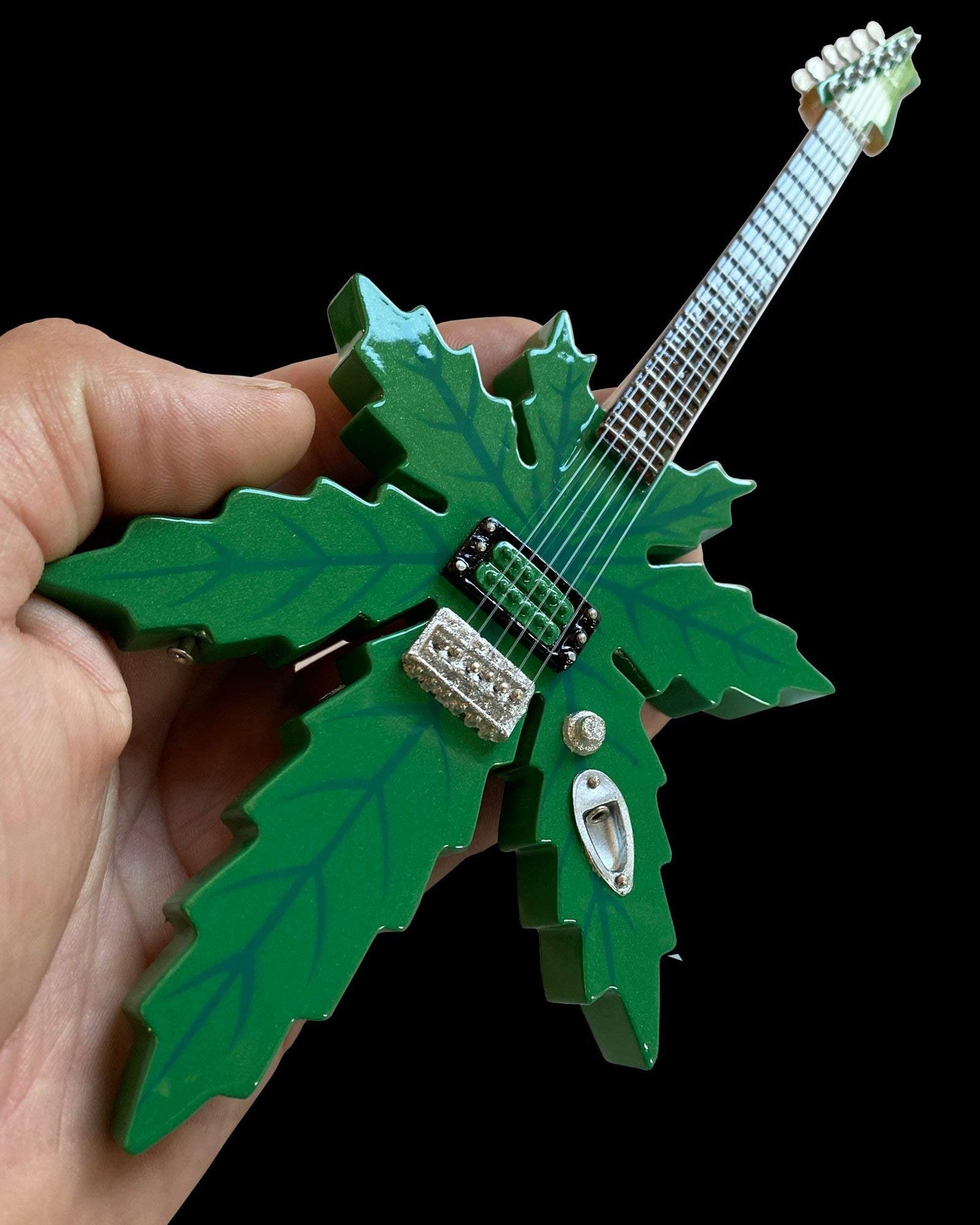 AXE HEAVEN 1:4 Scale Replica Pot Leaf Guitar Tommy Chong Pot Leaf Mini Guitar - Cheech and Chong Collectible