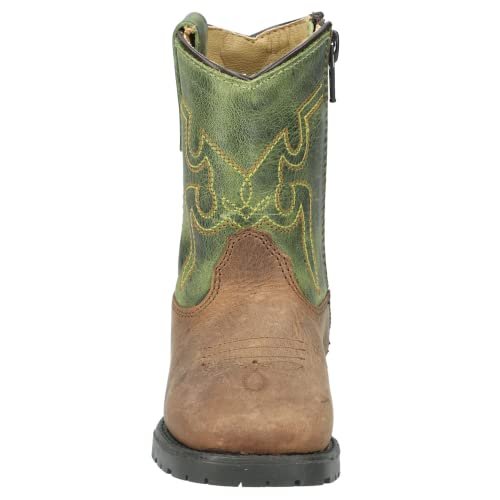 Smoky Mountain Boys Brown Distressed Jesse Square Toe Western Cowboy Boot, Brown Waxed Distress, 13.5 M US Little Kid