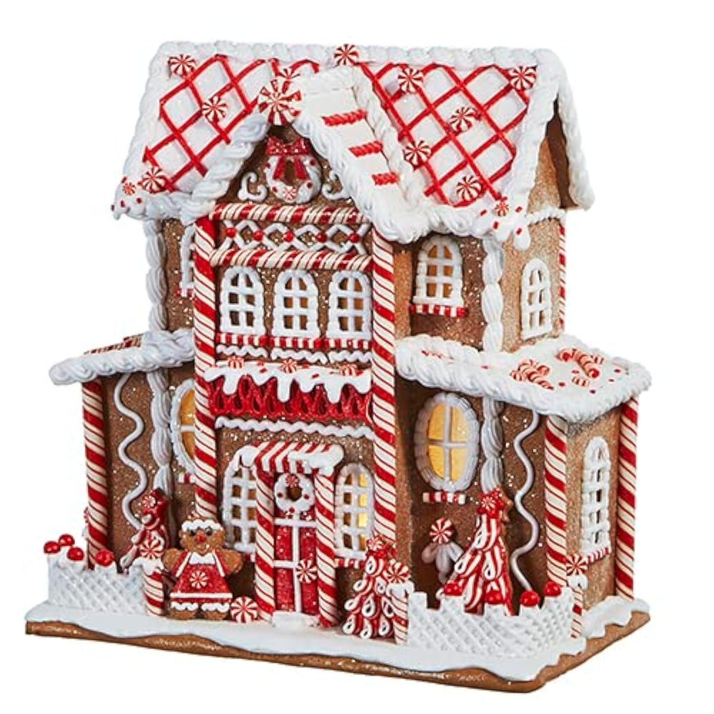 Raz Imports 2023 Jingle & Cocoa 13" Lighted Peppermint Gingerbread House