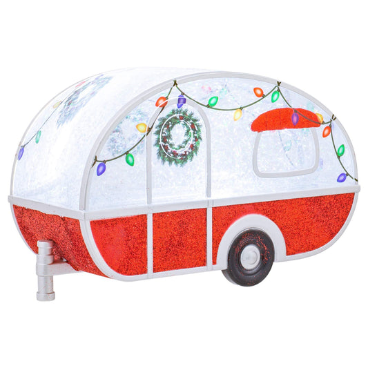 Roman 5" Lighted Swirl Vintage Camper with Christmas Wreath and Lights – Confetti Lites Christmas Decor, Festive Holiday Accent, Charming Gift Idea