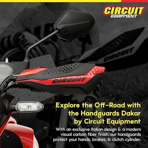 CIRCUIT EQUIPMENT - Universal Motorcycle Handguards - Italian Design, Durable, Weather-Resistant Nylon Brackets and Sleek Finish - Enhanced Control and Protection - Carbon Texture