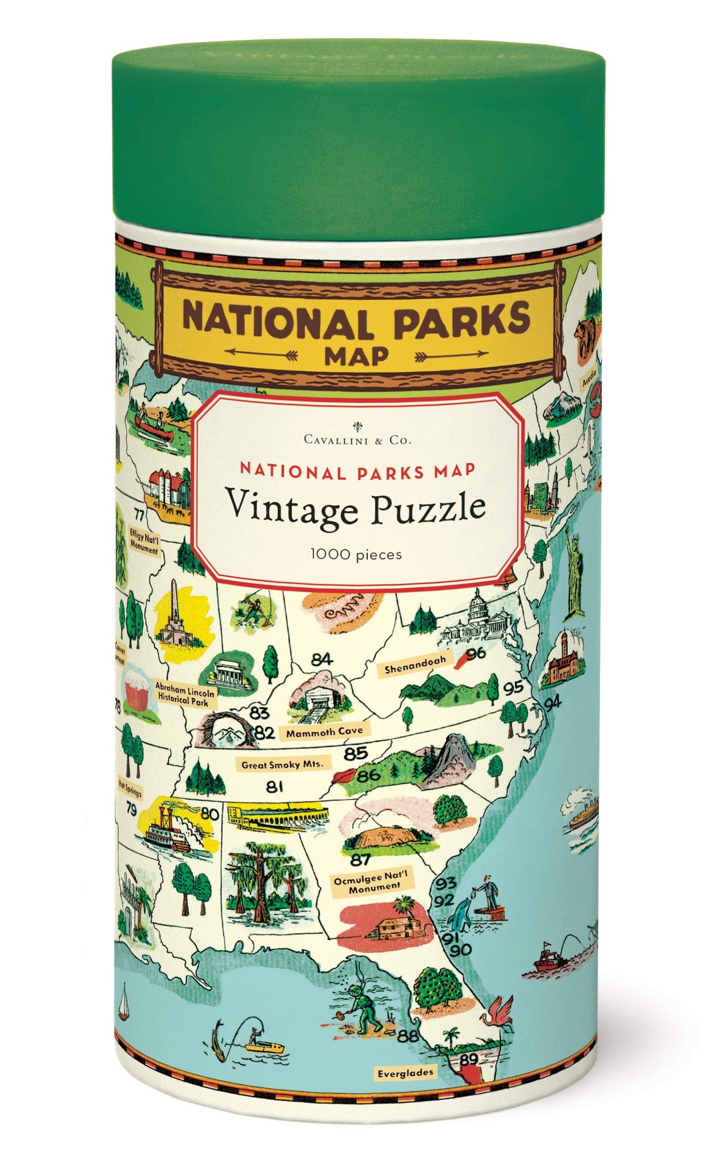 Cavallini Papers & Co. National Parks Map 1,000 Piece Puzzle, Multi