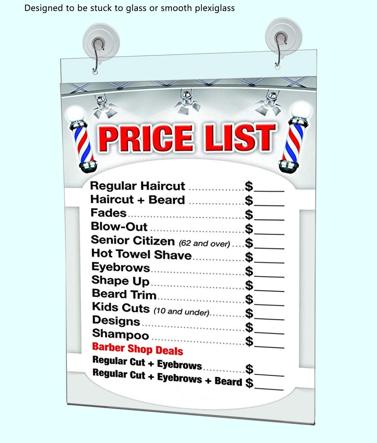 Marketing Holders Sign Holder with Suction Cup Hooks Glass Wall or Window Mount Clear Acrylic 11 x 14 Poster or Flyer Sleeve for Businesses Salons Restaurants and Schools