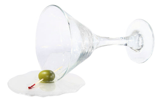 Just Dough It 9'' Spilled Martini Glass with Olive Replica Prop
