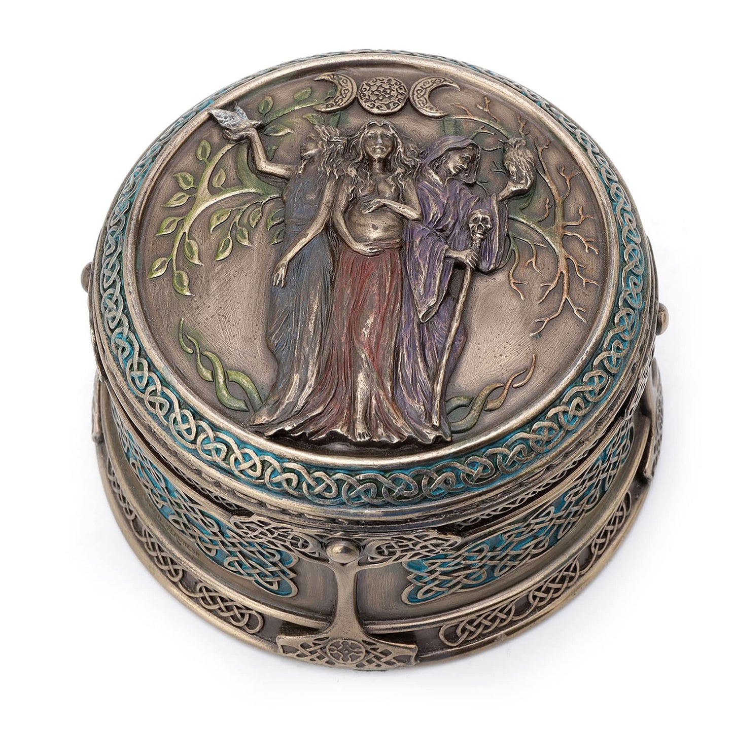 Veronese Design Celtic Triple Goddess Maiden Mother Crone Hecate Round Trinket Box