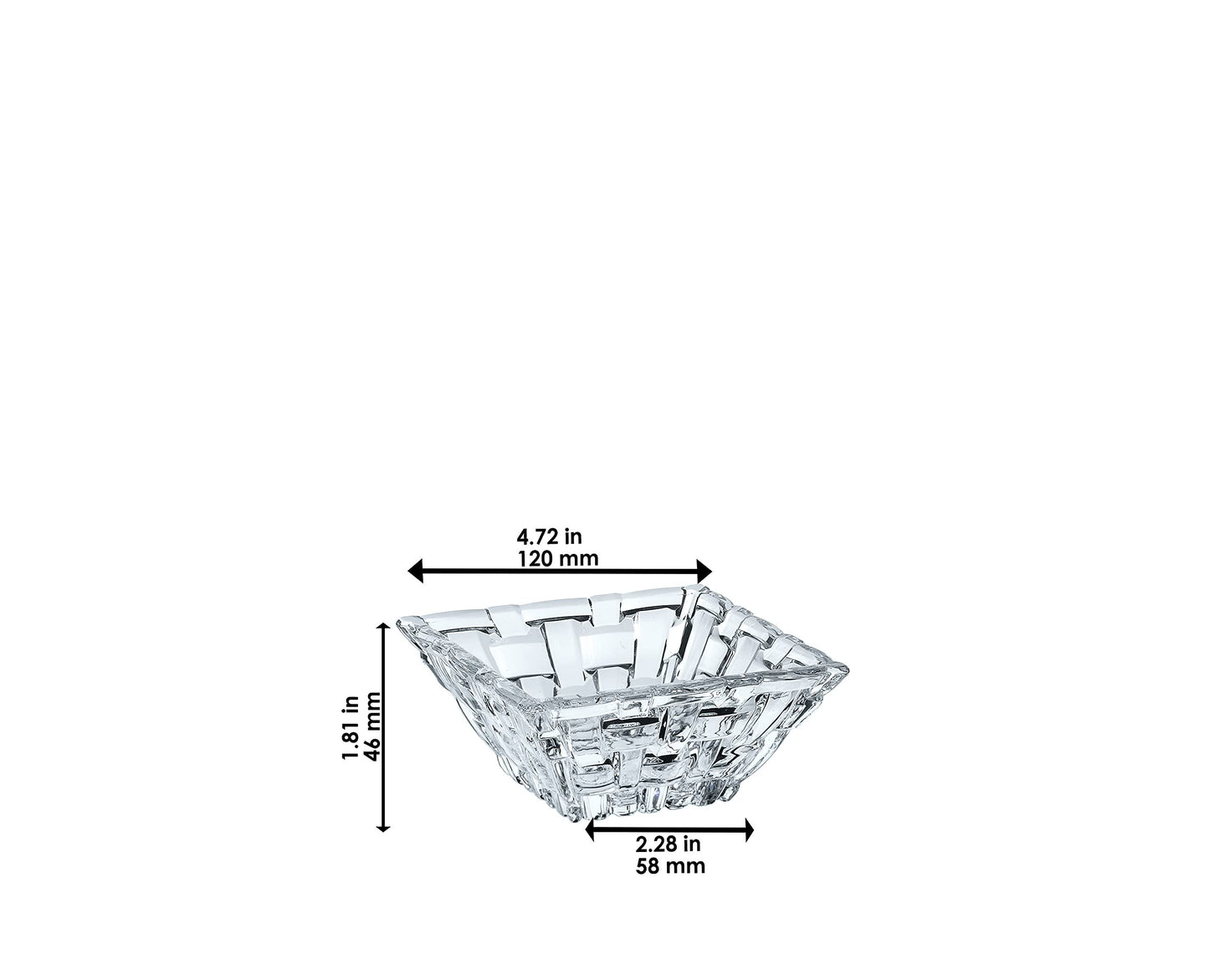 Nachtmann Bossa Nova Crystal Glass Serving Set – (5.75" x 11.3") Rectangular Platter with Two Square Bowls, Textured Basketweave Design for Snacks, Fruit, Desserts & Lead-Free Entertaining Gift