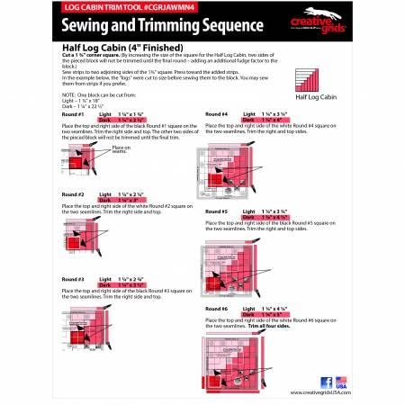 Creative Grids 4in Log Cabin Trim Tool Quilt Ruler - CGRJAWMN4