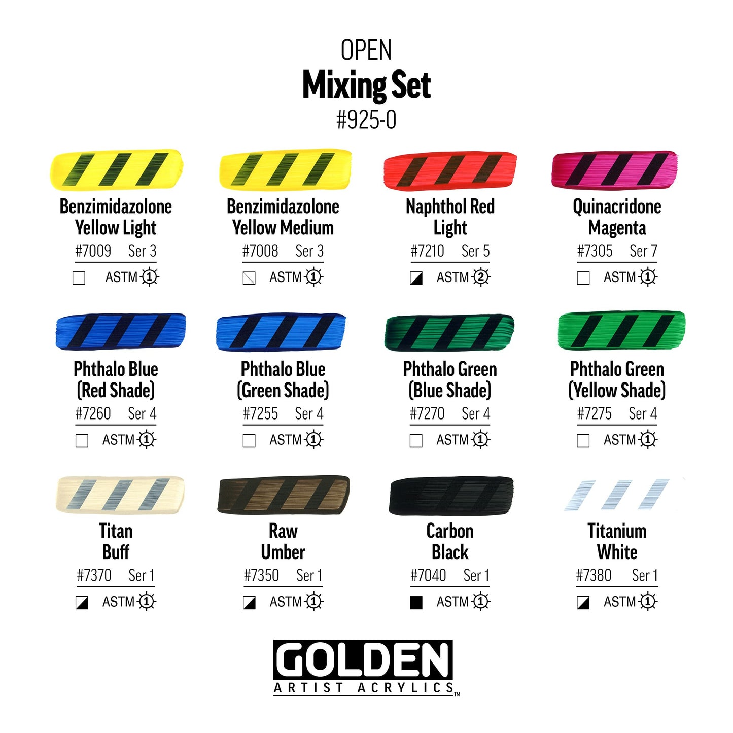 OPEN Slow-Drying Acrylics by GOLDEN, Intro, Landscape & Mixing Set, Professional Acrylic Paint