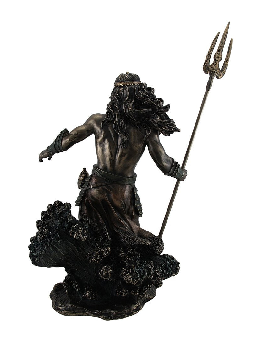Veronese Design Poseidon Greek God of The Sea Commanding Waves Statue 20 Inch
