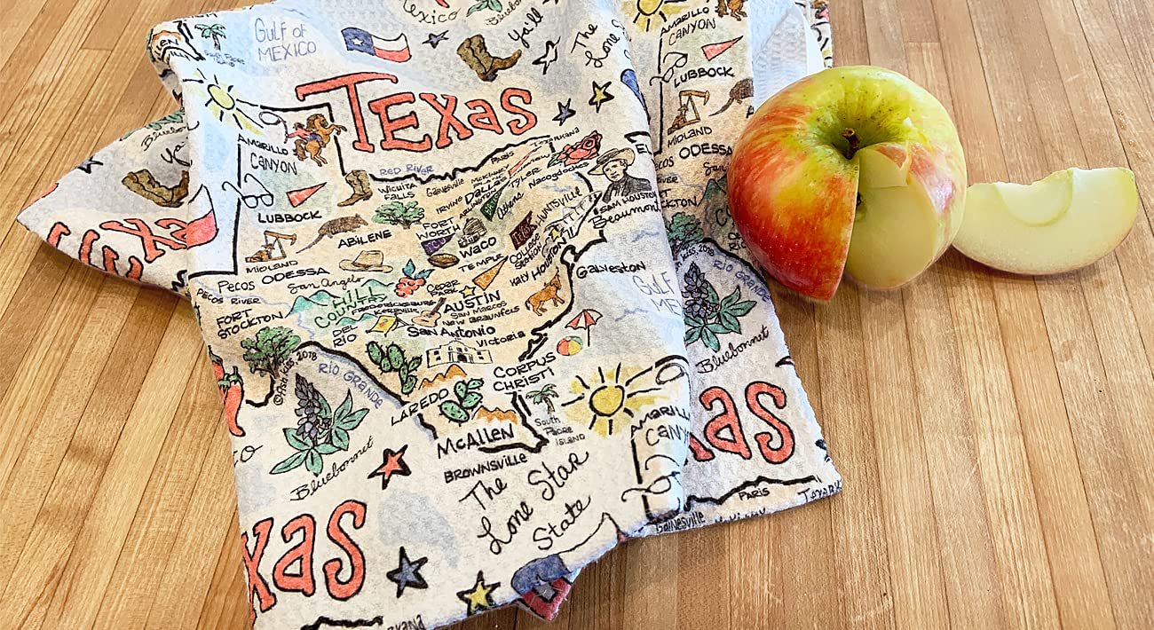 Fish Kiss 16"x24" Map Towel is 100% Microfiber Waffle Weave Help You Explore in Detail – Our Super Absorbent & Soft, Machine Washable State Map Towel is Stain & Wrinkle Resistant
