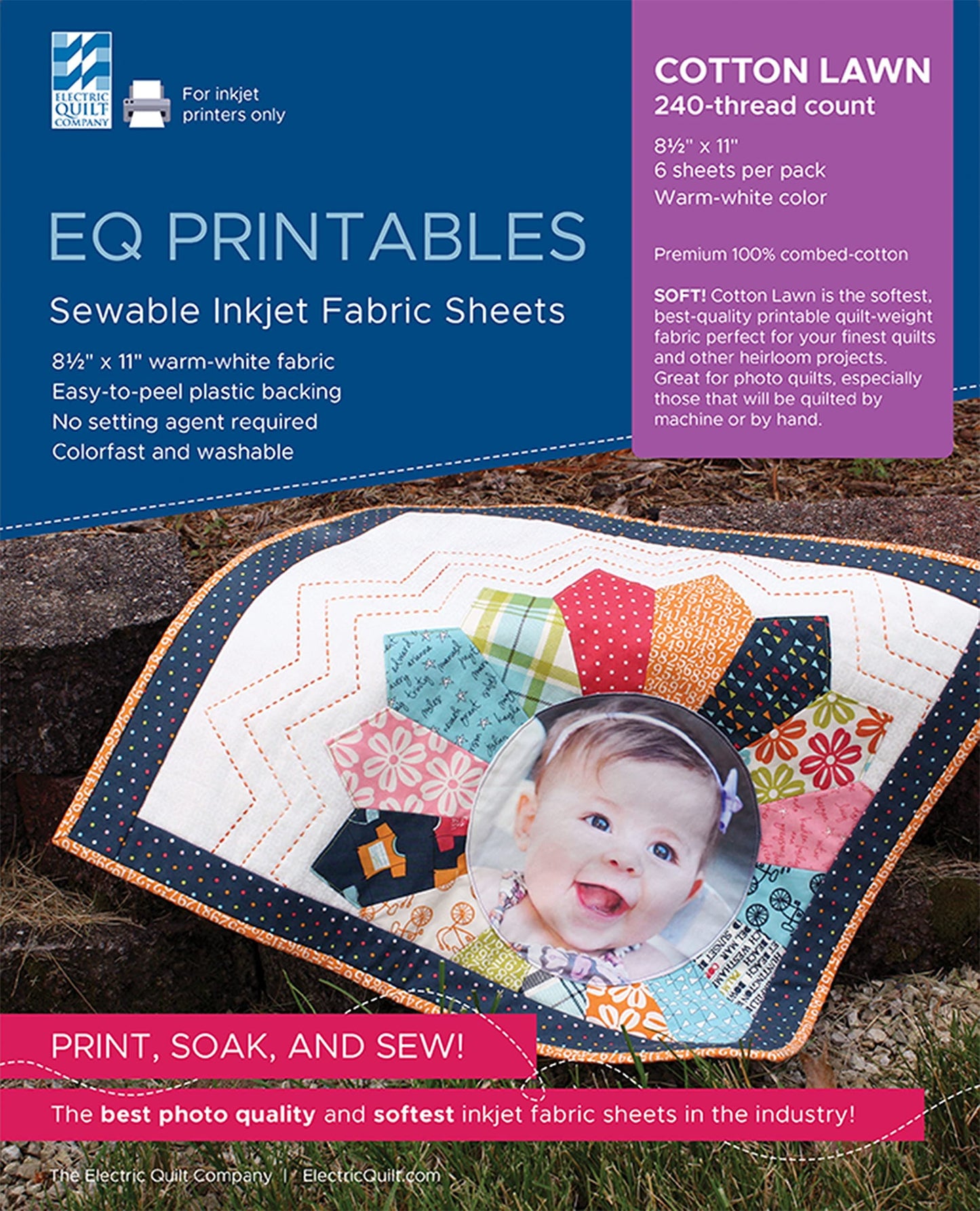 Electric Quilt Printables Inkjet Cotton Lawn 6pc PrintablesInkjetCottonLawn6 packaging may vary.