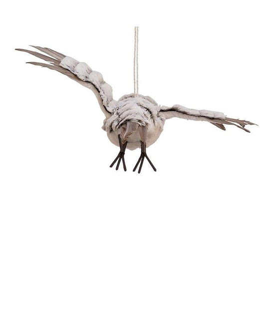 Grey With White Fur Flying Owl Ornament,Christmas