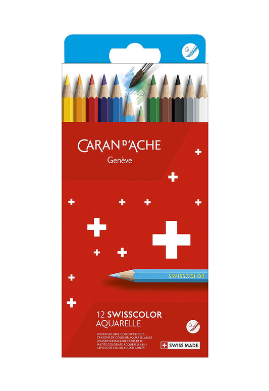 Caran D'Ache Swisscolor Cardboard Watercolor Pencil 12 Colors