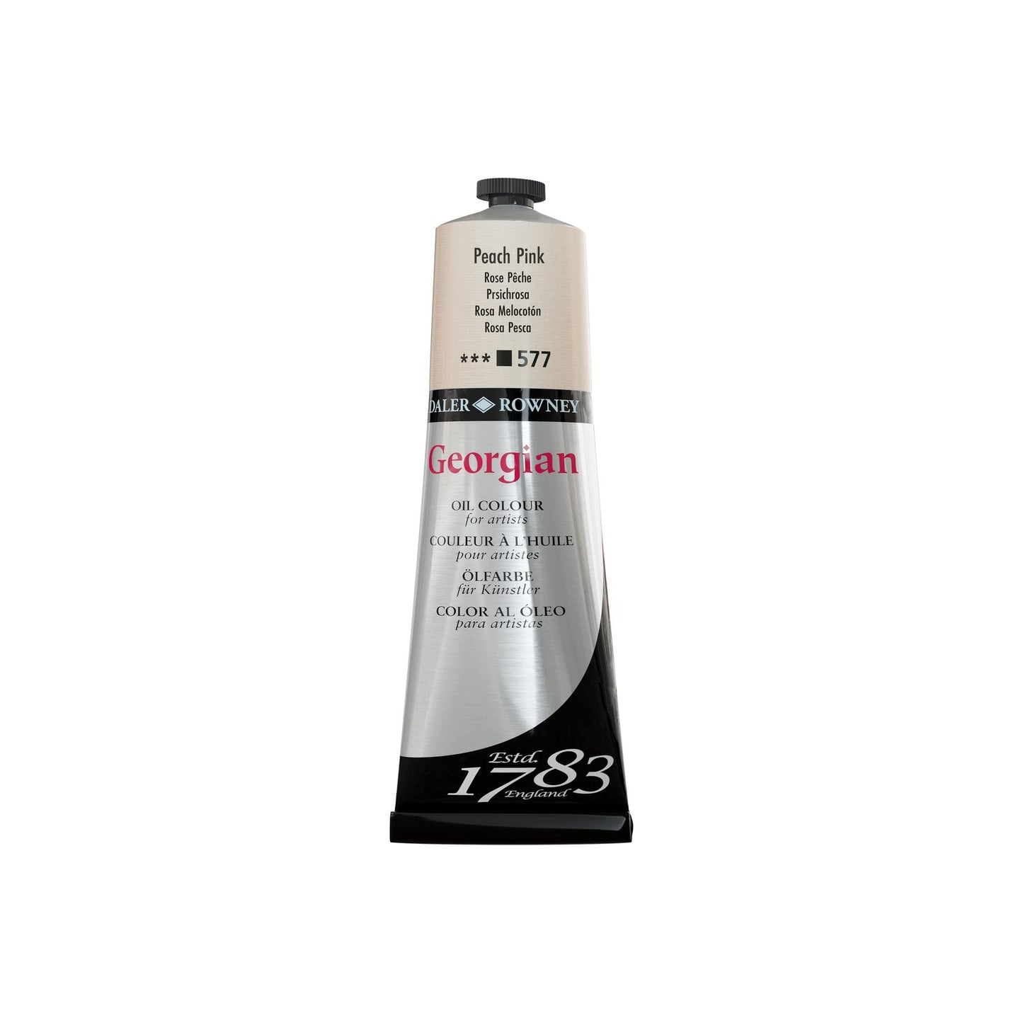 Daler Rowney Georgian Oil Paint Peach Pink 225ml Tube - Art Paints for Canvas Paper and More - Oil Painting Supplies for Artists and Students - Artist Oil Paint for Any Skill Set
