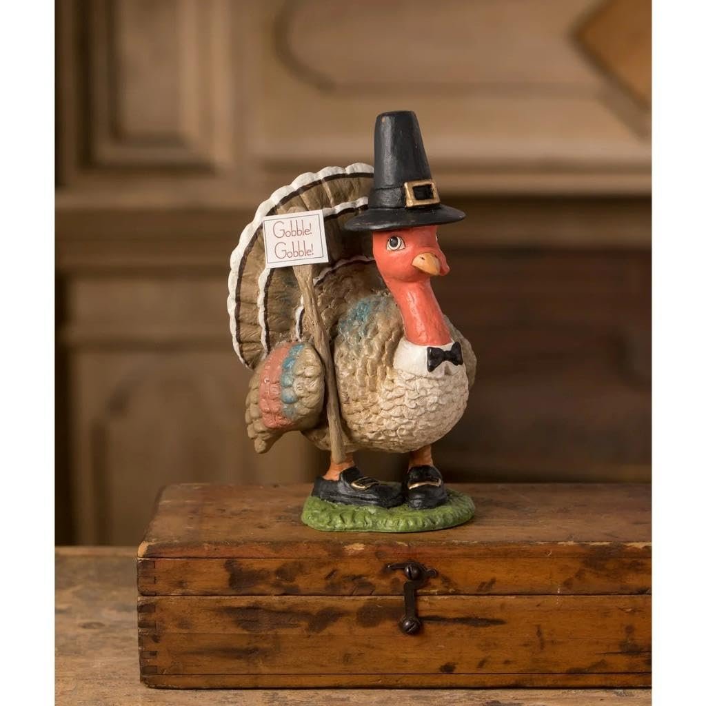 Bethany Lowe Gobble Gobble Turkey Figurine, Resin, Multicolor