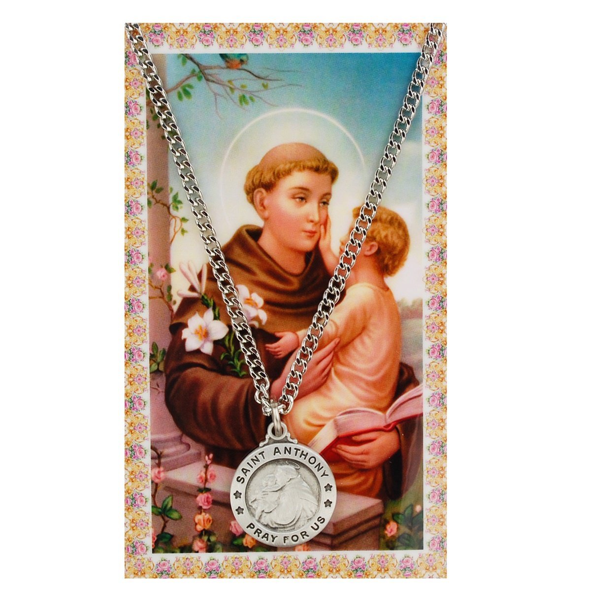 St Anthony Prayer Card With Medal Patron Saint Catholic Christian Pendant Charm