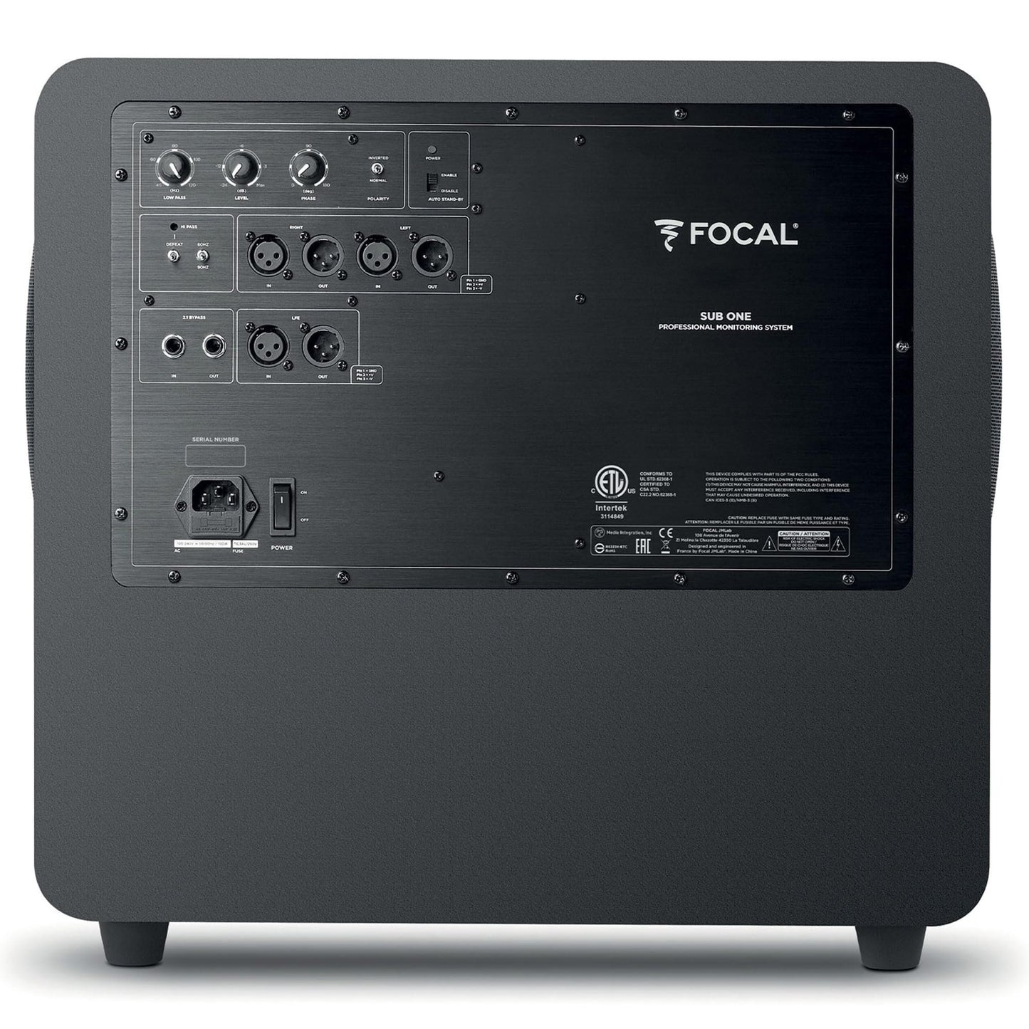 Focal Sub One – Dual 8" Active Studio Subwoofer, 200W RMS, Slatefiber Drivers, 32Hz–120Hz, Professional Bass Management for Mixing & Mastering