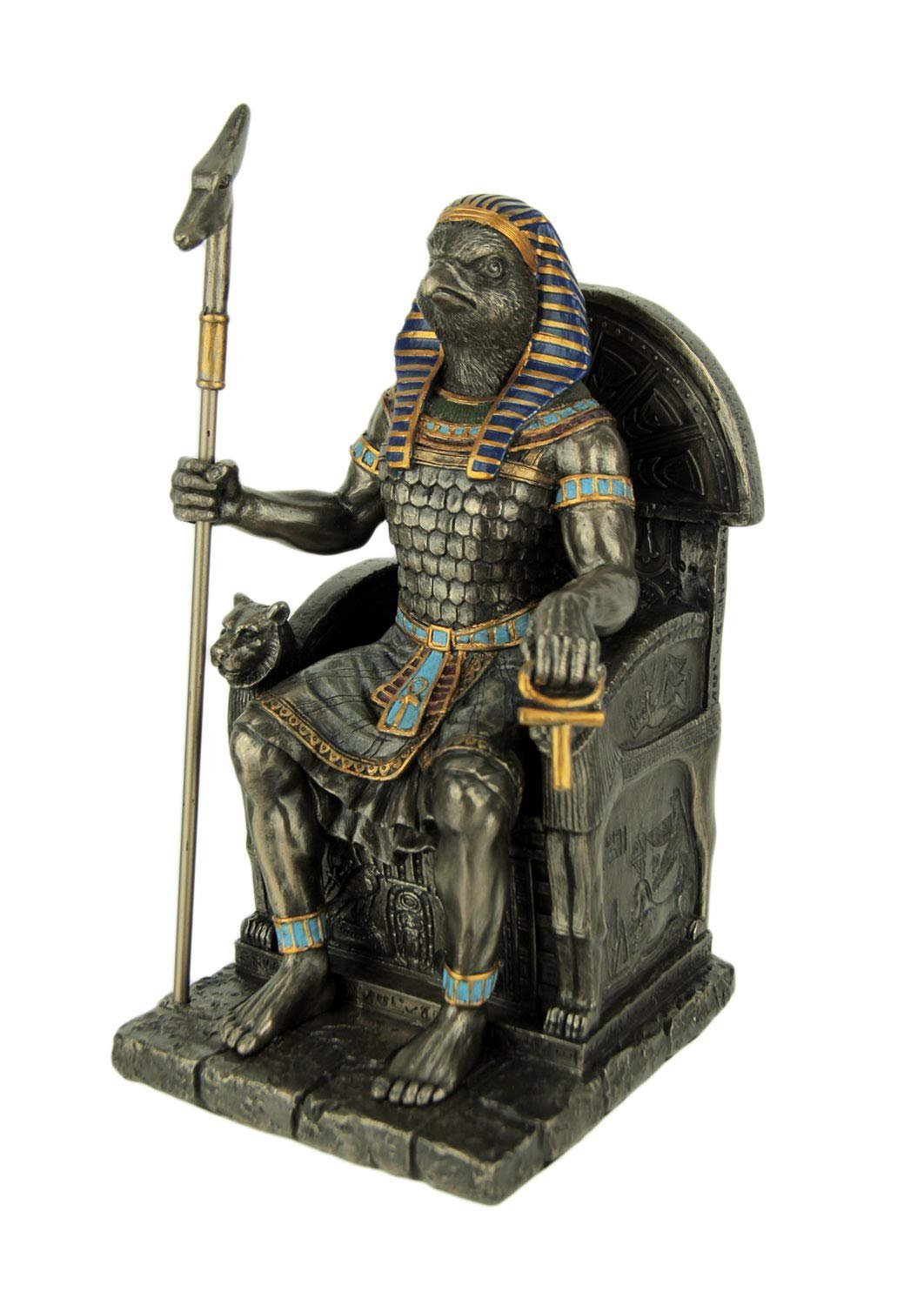 WU Horus Egyptian God Sitting on Throne Statue