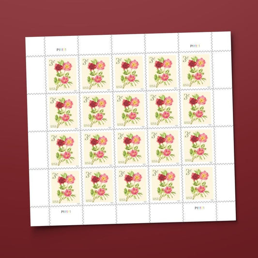 Peonies 2024 3-Cent (Sheet of 20) Denominated Mail-use Additional Postage Stamps