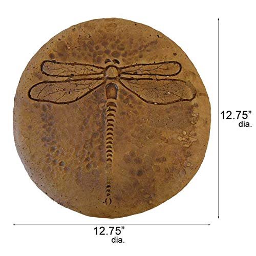 BestNest Athens Round Dragonfly Stepping Stones, Autumn Wheat, Pack of 2