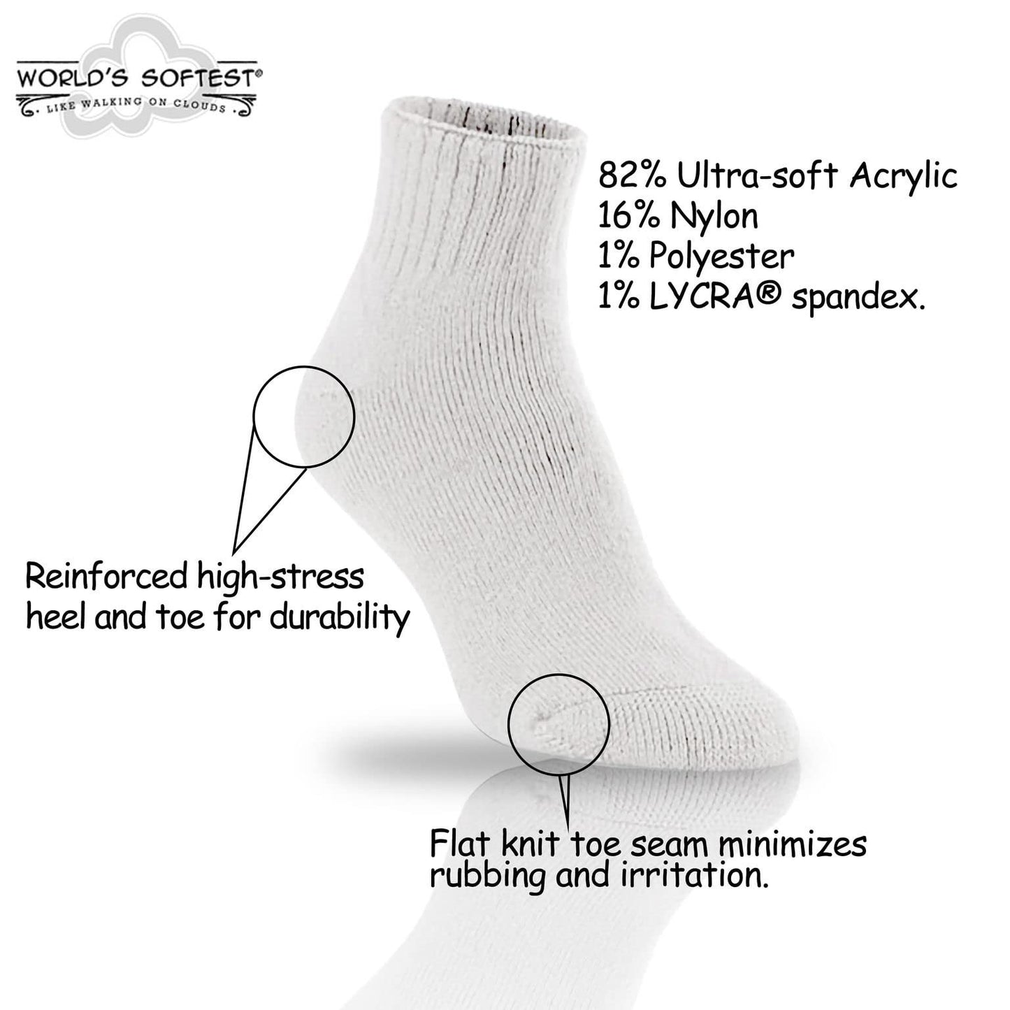 World's Softest Men's Classic Quarter Crew Socks
