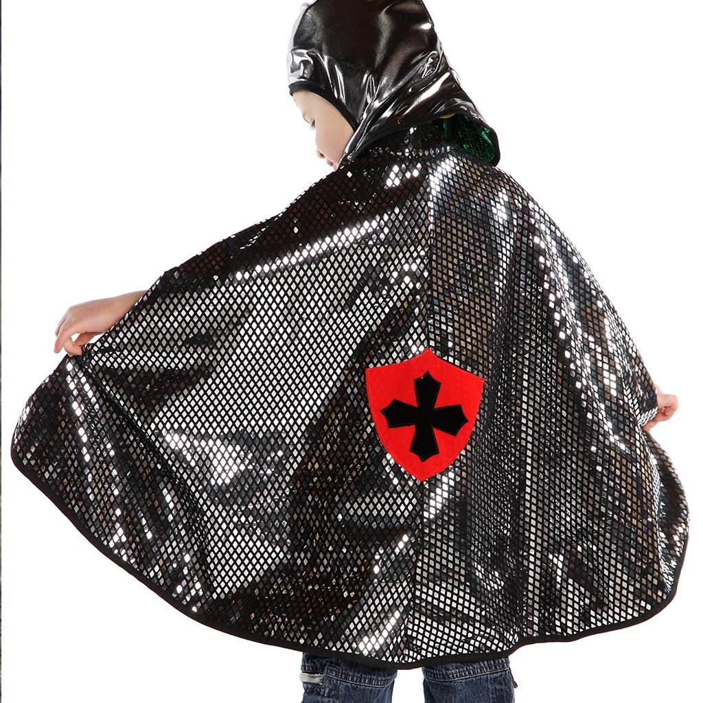 Great Pretenders Reversible Dragon/Knight Cape for Kids, S/M | 2-in-1 Costume for Imaginative Play