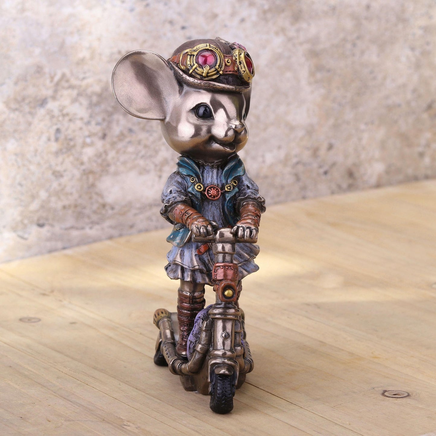 Veronese Design 5 1/2 Inch Steampunk Mice Scooter Racer Cold Cast Resin Bronze Finish Animal Collectible Figurine