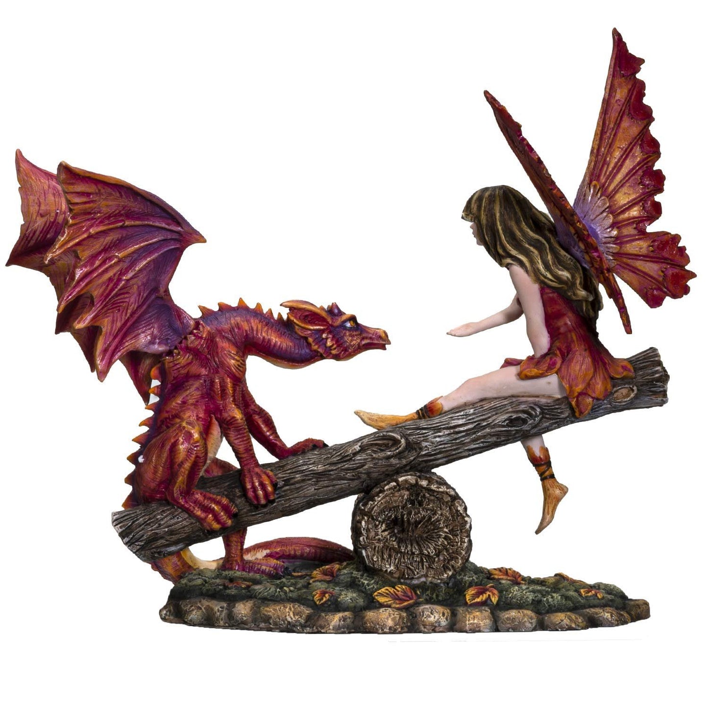 Pacific Giftware FairyTate Fairy Red Dragon on The Seesaw Decorative Resin Collectible Figurine Statue