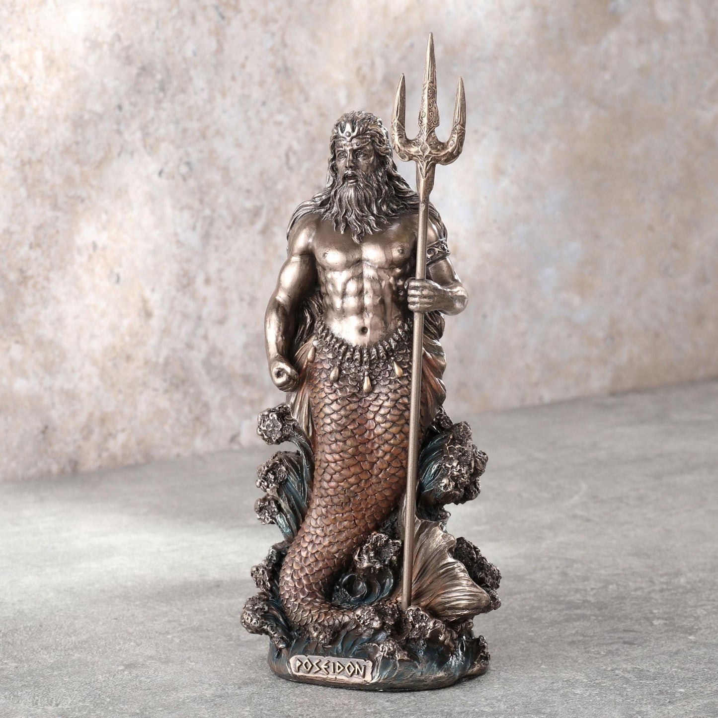 Veronese Design 7 1/8 Inch Tall Poseidon Greek God of The Sea Cold Cast Resin Bronze Finish Sculpture