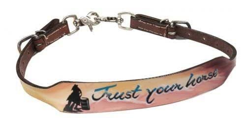 Showman Painted Trust Your Horse Leather Wither Strap w/Barrel Racer Design