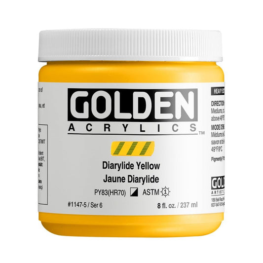 Golden Heavy Body Acrylic - Dairylide Yellow - 8 oz Jar