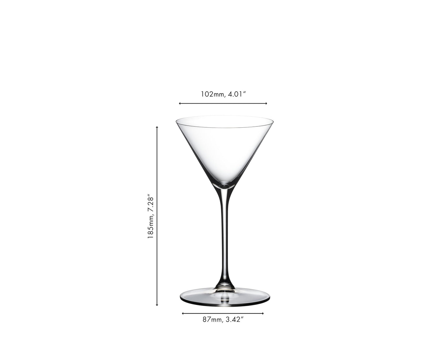 RIEDEL Grape Martini and Cocktail Diamond-Shaped Machine-Made Crystal Glass with Steeply Angled Sides (2-Pack, Clear)
