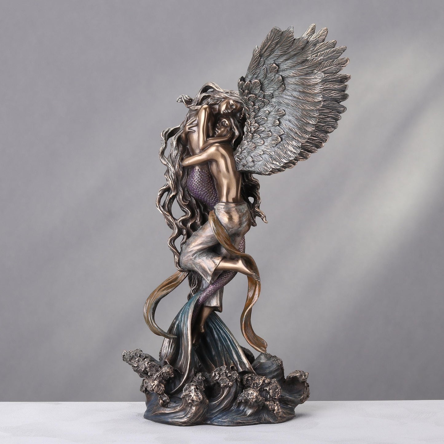 Veronese Design 12 Inch Mermaid Angel Lover Statue Impossible Love by Selina Fenech Cold Cast Resin Bronze Finish Sculpture